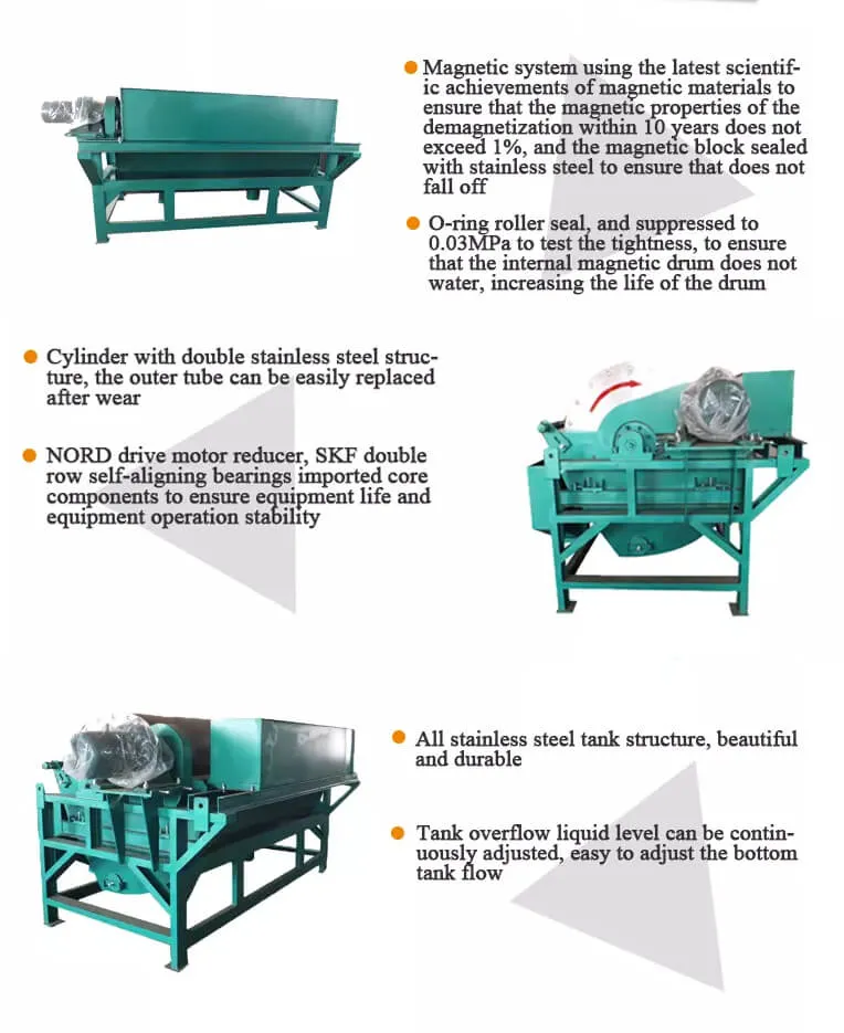 Wet Drum Magnetic Separator Used in Sand Iron Removing, Wet Type Mineral Processing Magnetic Drum Separator